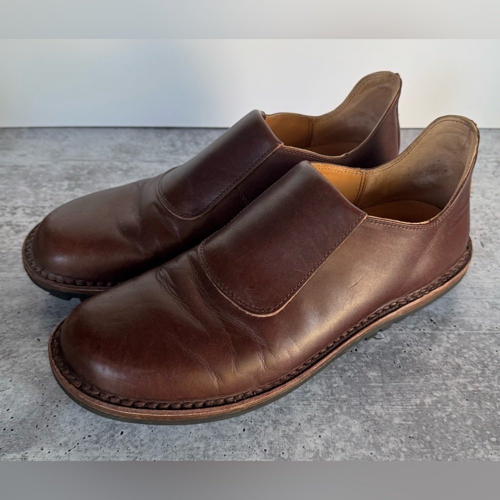 Trippen Women's Brown Leather Front Flap Slip-on Loafers 9